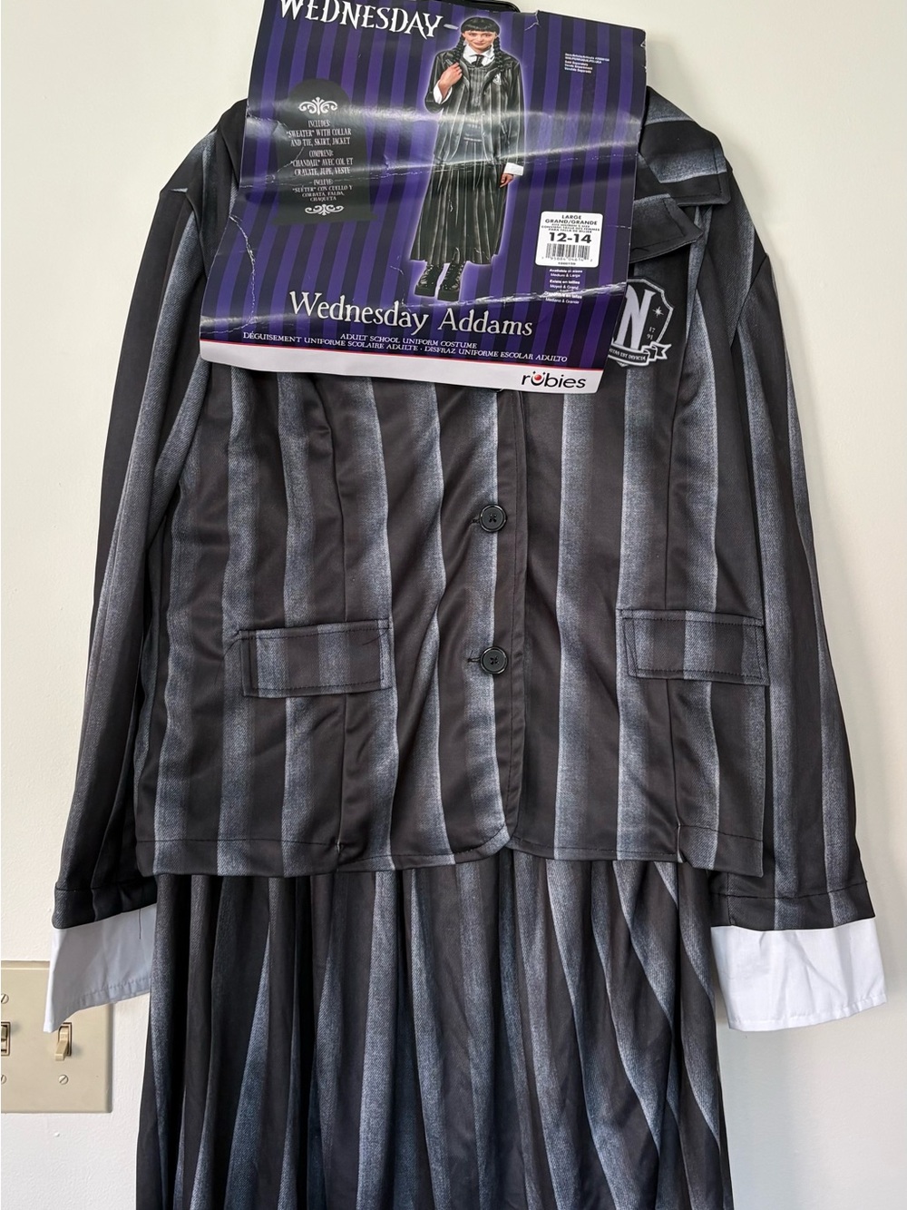 Wednesday Addams Black & Gray Striped Costume Skirt Set